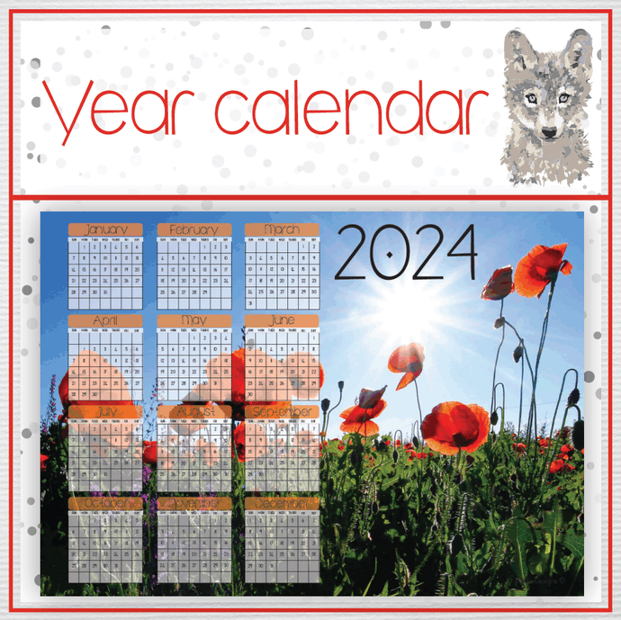 Flower 1 Year calendar 2024