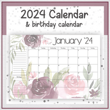 Load image into Gallery viewer, Purple flower calendar
