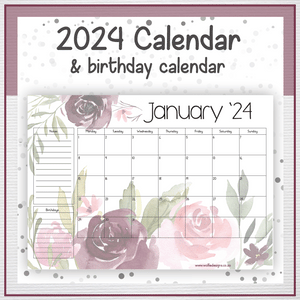 Purple flower calendar