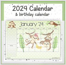 Load image into Gallery viewer, Monkey calendar
