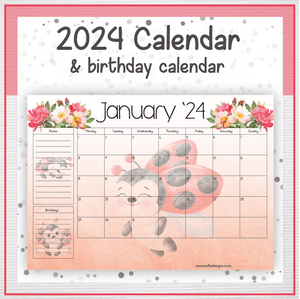 Ladybugs and roses calendar