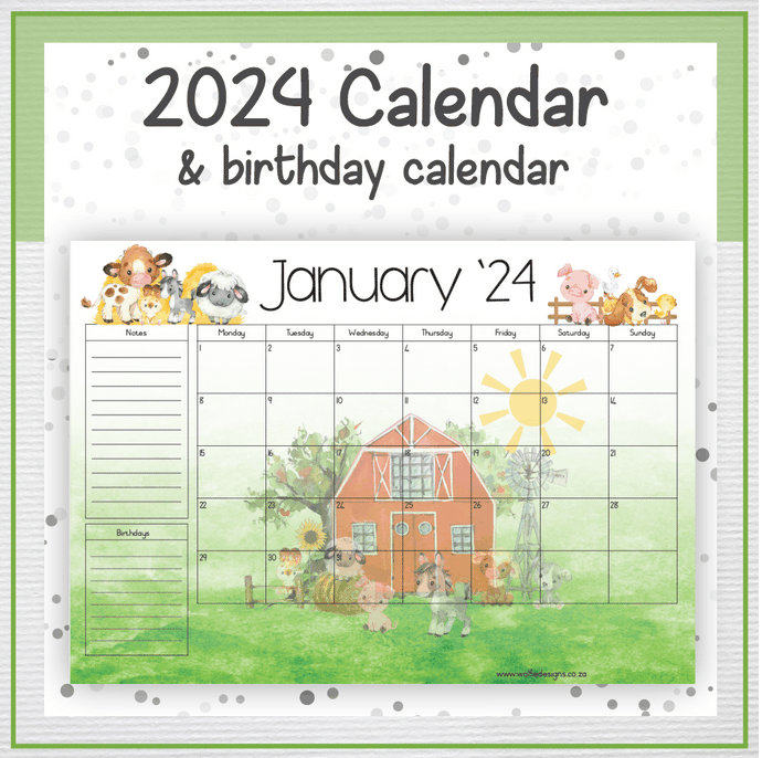 Baby farm calendar