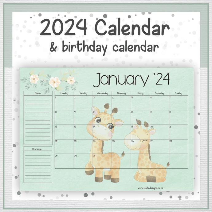 Giraffe 2 calendar
