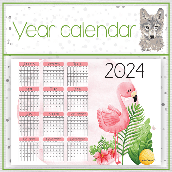Flamingo 1 Year calendar 2024