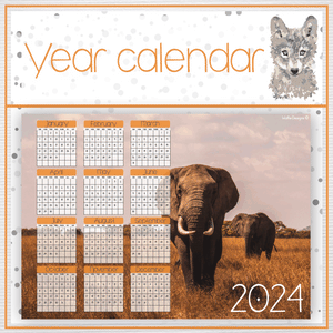 Elephant 2 Year calendar 2024