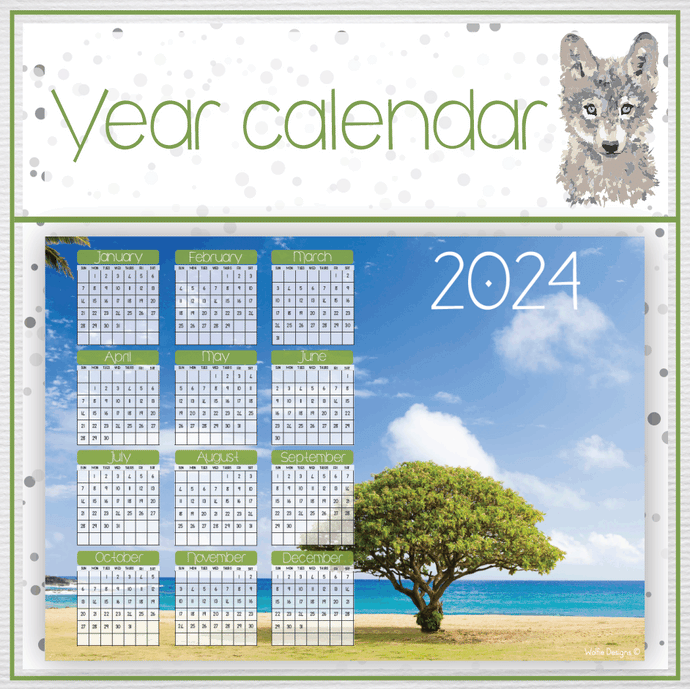 Ocean 6  Year calendar 2024