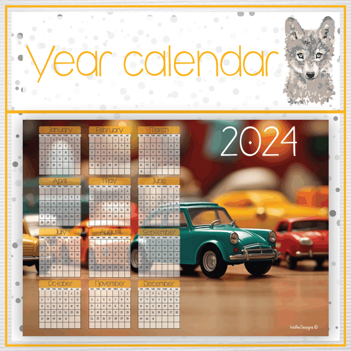 Play cars 2 Year calendar 2024