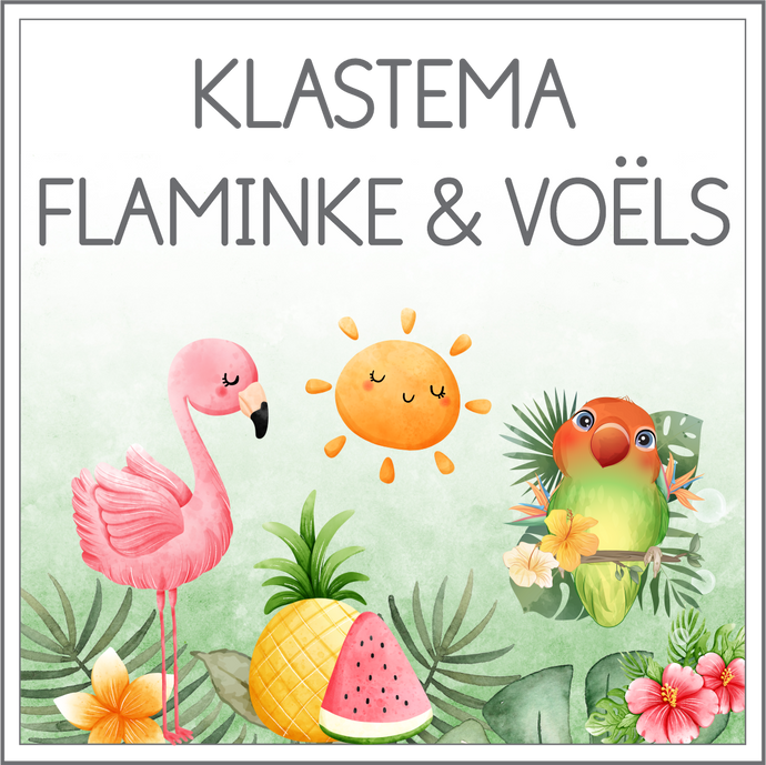 Klastema - Pastel flaminke en tropiese voëls