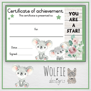 Certificate of achievement - Koala 2