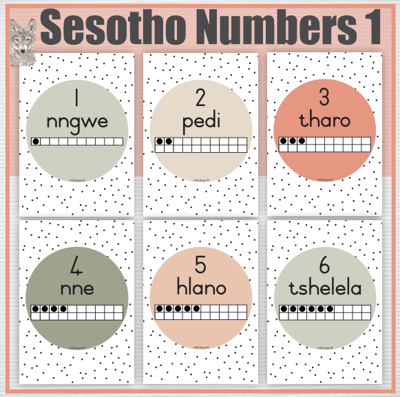 Sesotho - Count from 1-10 Design 1