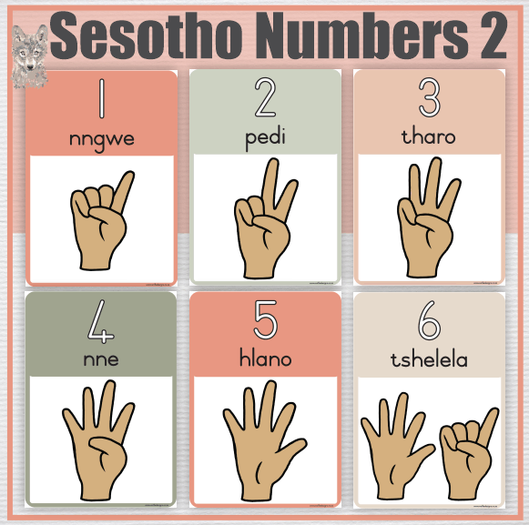 Sesotho - Count from 1-10 Design 2