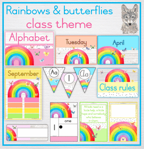 Class theme - Rainbows and butterflies