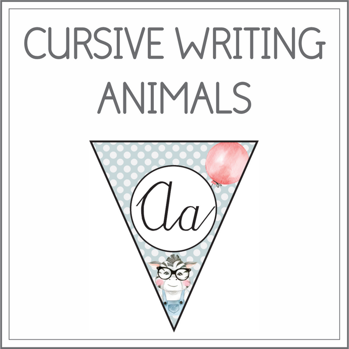 Cursive writing flags - animals