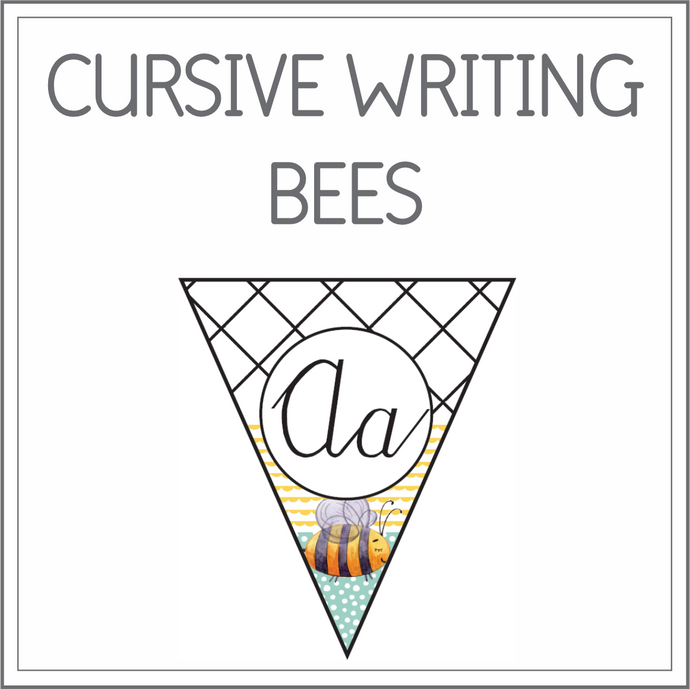 Cursive writing flags - bees