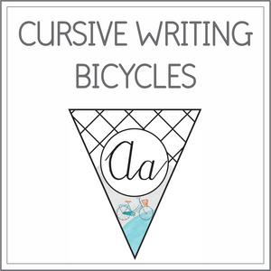 Cursive writing flags - bicycles