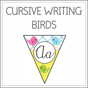 Cursive writing flags - birds