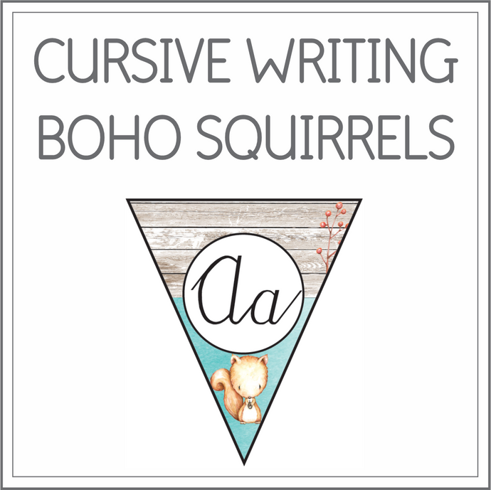 Cursive writing flags - boho squirrels