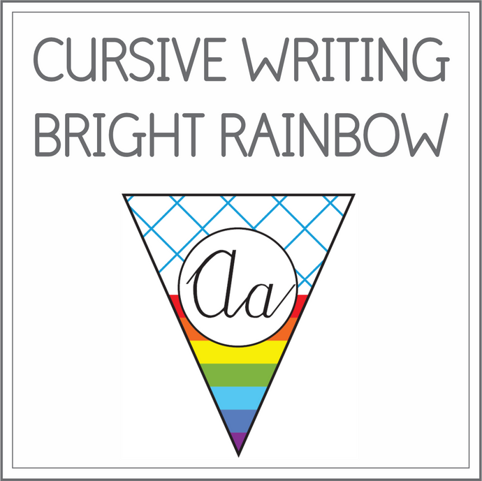 Cursive writing flags - bright rainbow