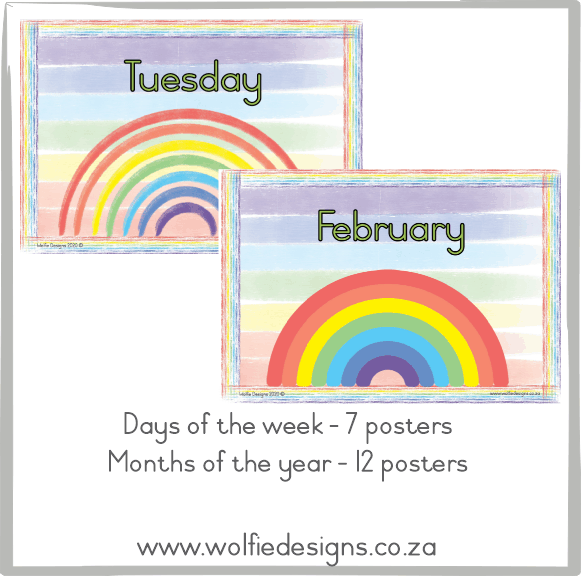 Months and days posters - Bright rainbow
