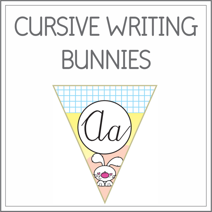 Cursive writing flags - bunnies