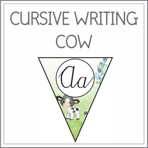 Cursive writing flags - cow