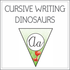 Cursive writing flags - dinosaurs