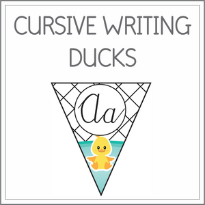 Cursive writing flags - ducks