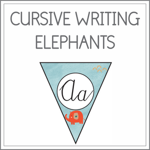 Cursive writing flags - elephants
