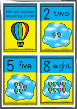 Load image into Gallery viewer, Counting cards - hot air balloons
