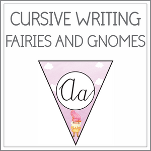 Cursive writing flags - fairies and gnomes