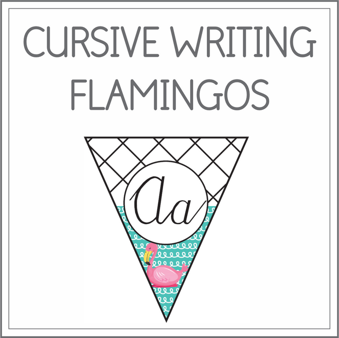 Cursive writing flags - flamingos