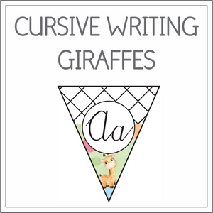 Cursive writing flags - giraffes