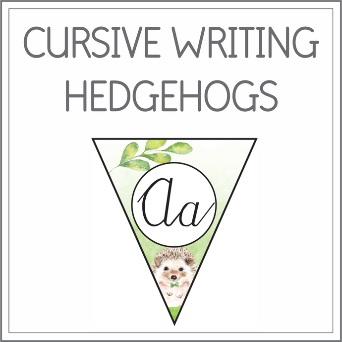 Cursive writing flags - hedgehogs