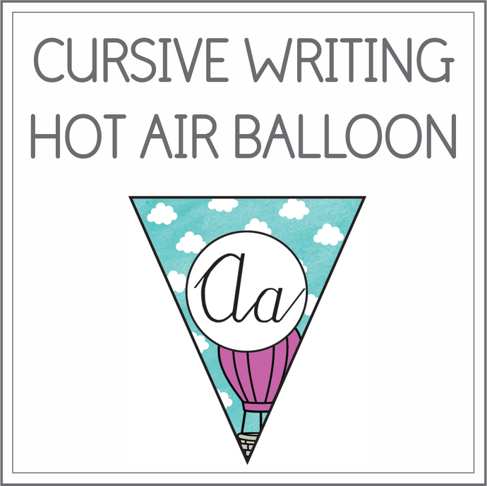 Cursive writing flags - hot air balloon