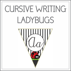 Cursive writing flags - ladybugs