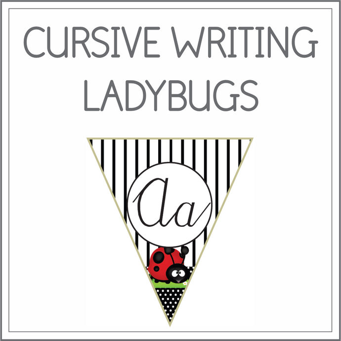 Cursive writing flags - ladybugs