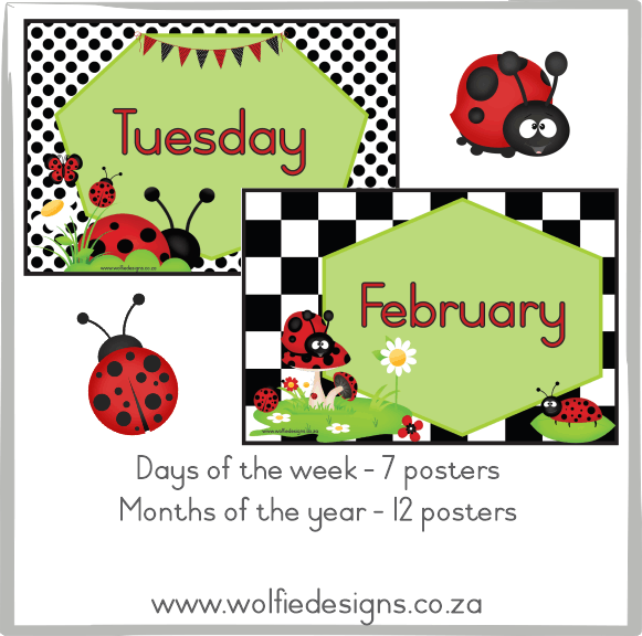Months and days posters - Ladybug