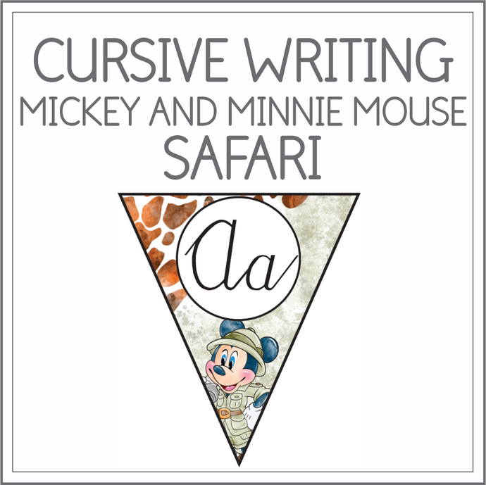 Cursive writing flags - Mickey and Minnie mouse safari