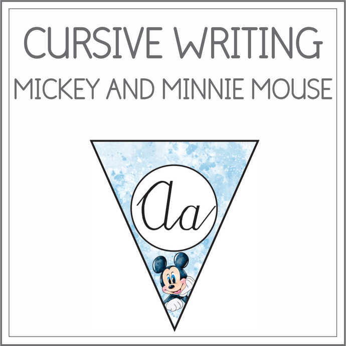 Cursive writing flags - Mickey and Minnie Mouse