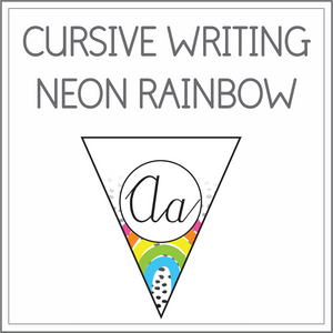 Cursive writing flags - Neon rainbow