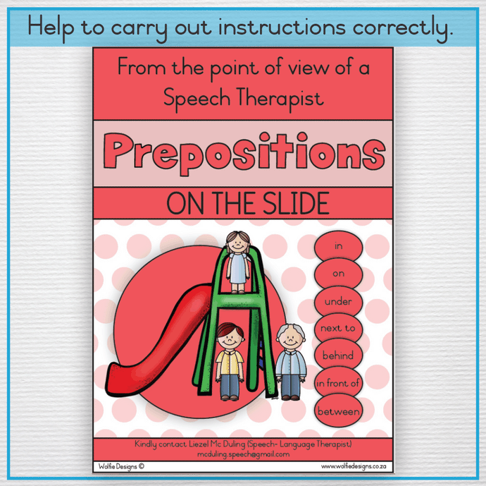Prepositions - On the slide