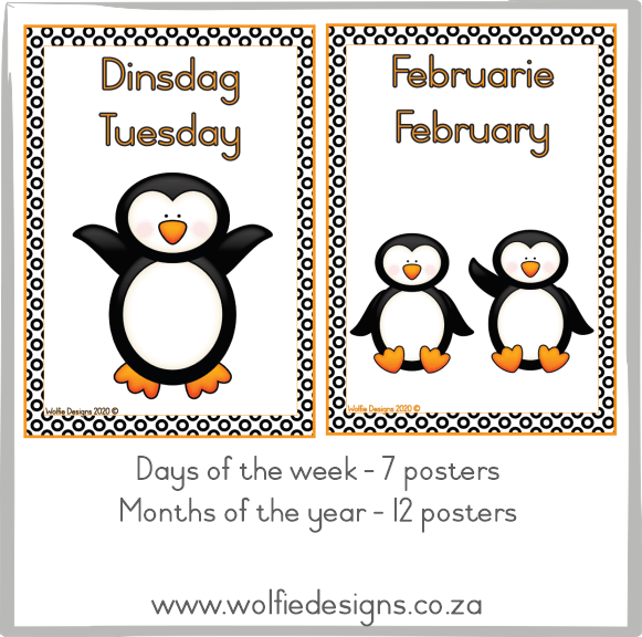 Months and days posters - Penguins