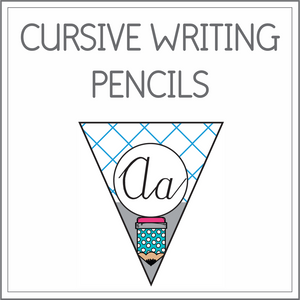 Cursive writing flags - pencils