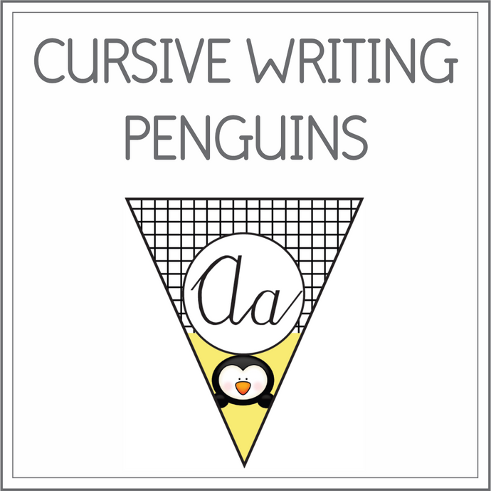 Cursive writing flags - penguins