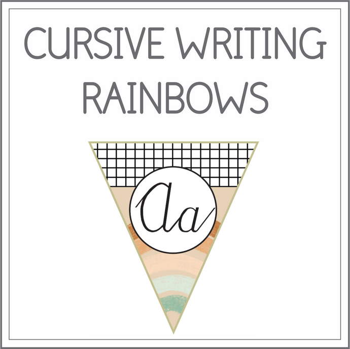 Cursive writing flags - rainbows