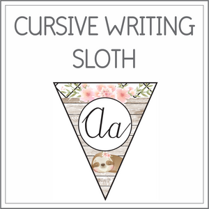 Cursive writing flags - sloth
