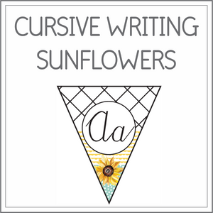 Cursive writing flags - sunflowers
