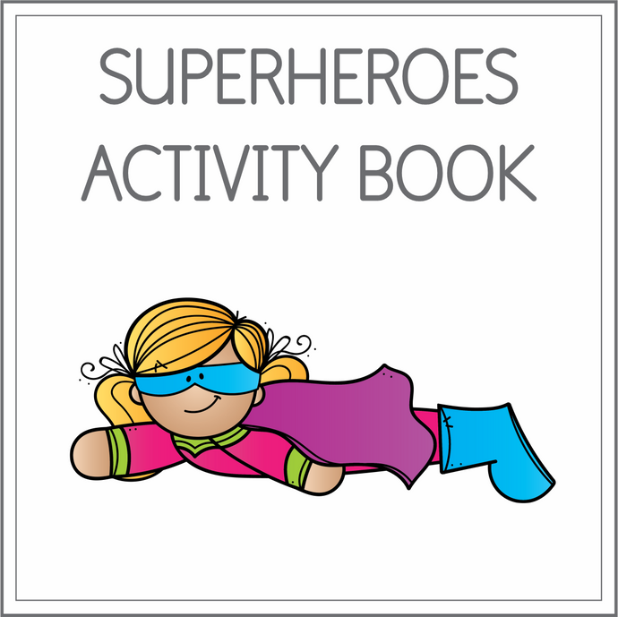Superheroes themed activity book