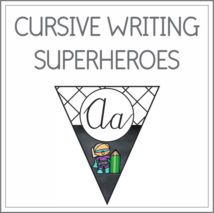 Cursive writing flags - superheroes