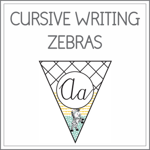 Cursive writing flags - zebras